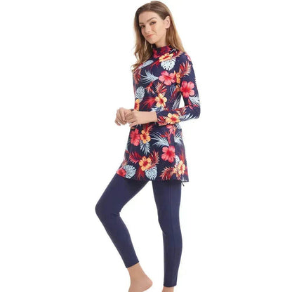 Maillots de bain modestes pour femmes ArabSwimwear, à manches longues, patchwork, hijab, maillot de bain sportif, burkinis musulmans, vêtements de bain