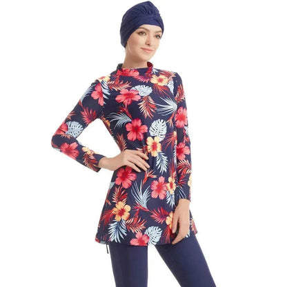 Maillots de bain modestes pour femmes ArabSwimwear, à manches longues, patchwork, hijab, maillot de bain sportif, burkinis musulmans, vêtements de bain