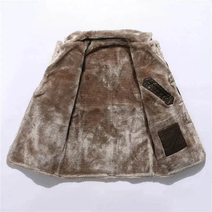 Men’s Plush Fur Suit Jacket with Large Lapel, Winter Warm Luxury Coat