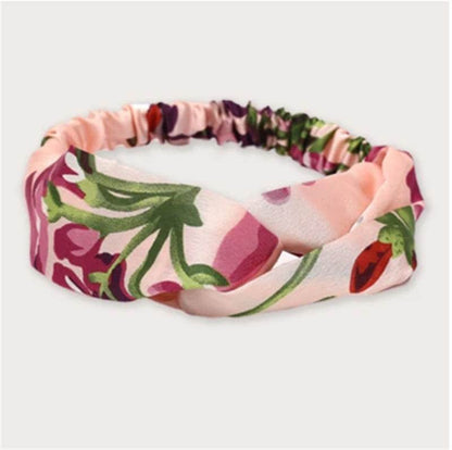 Flower Satin Elastic Cross Headband for women
