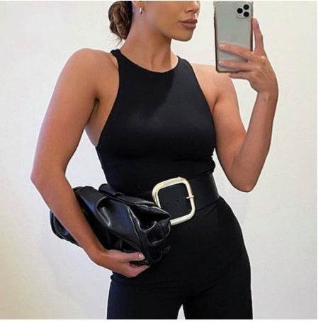 Fashion Round Neck Sleeveless bodysuit top for women