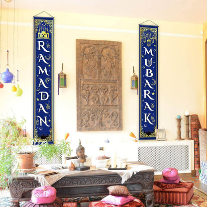 Eid Mubarak Couplet Festival Celebration Decoration Door Curtain Outdoor Ramadan Banner