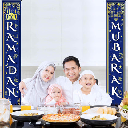 Eid Mubarak Couplet Festival Celebration Decoration Door Curtain Outdoor Ramadan Banner