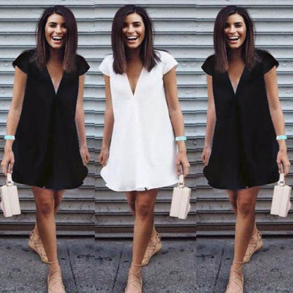 Women Casual summer day dresses V Neck summer mini dress