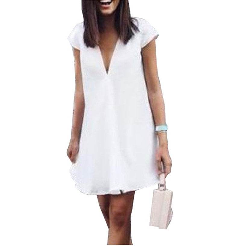 Women Casual summer day dresses V Neck summer mini dress