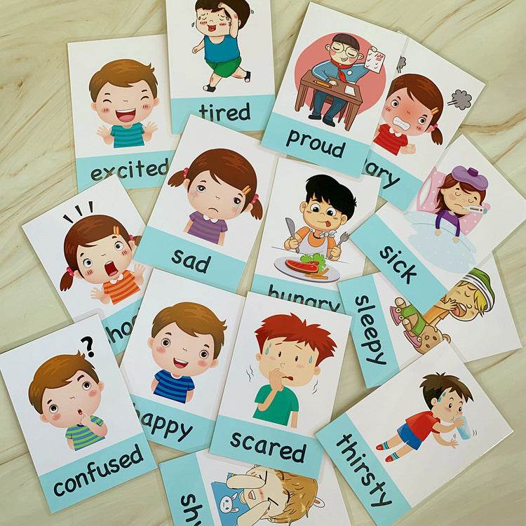 14 pcs Kids Learning Emotions Cognitive Flash Cards