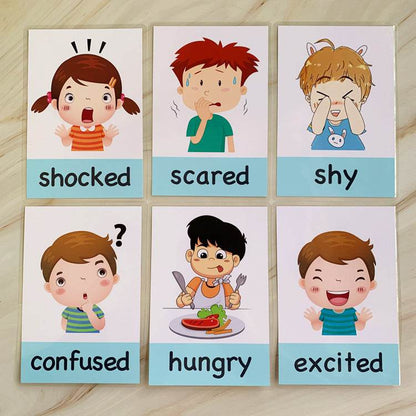 14 pcs Kids Learning Emotions Cognitive Flash Cards