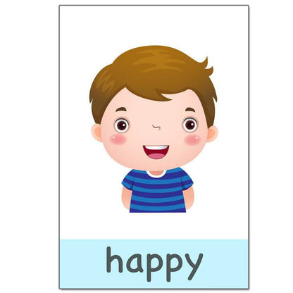 14 pcs Kids Learning Emotions Cognitive Flash Cards