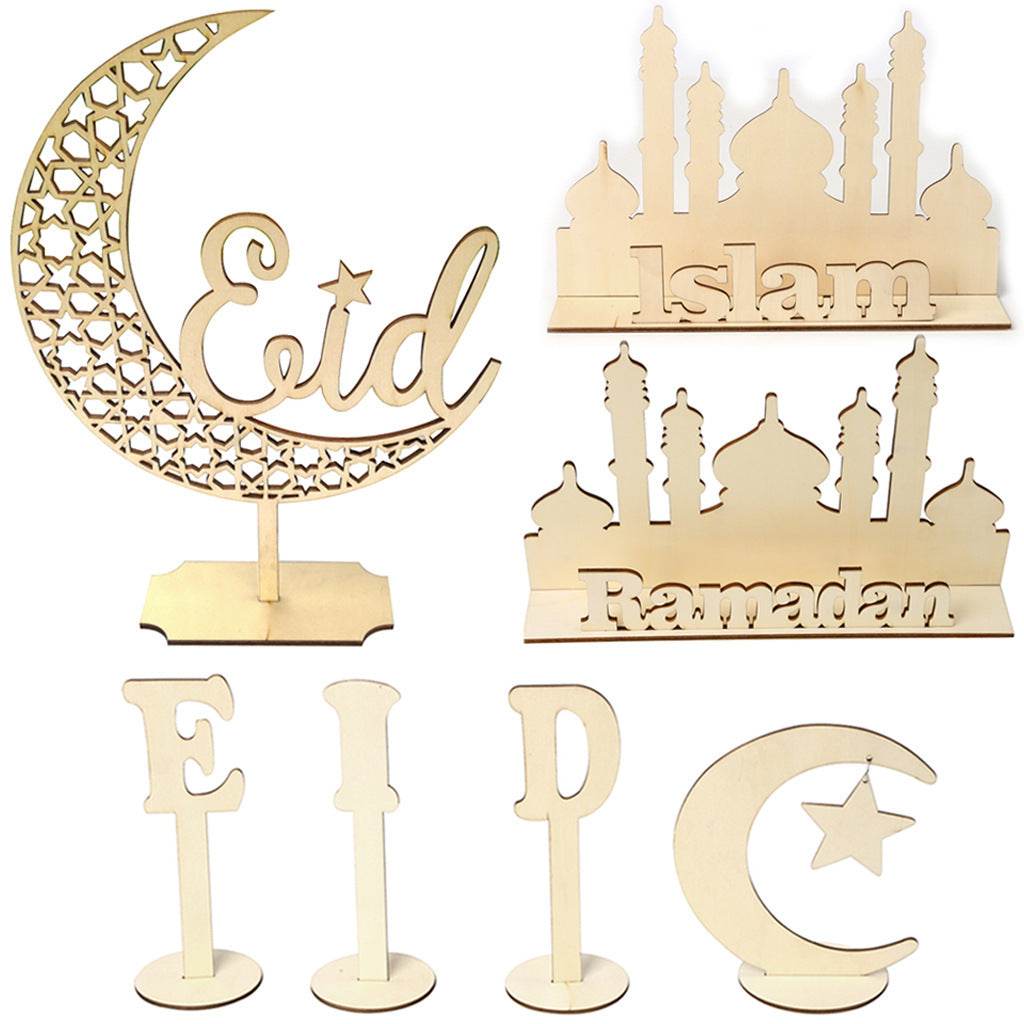 Décoration musulmane de l'Aïd al-Fitr, cadeaux artisanaux, Aïd Moubarak, ornements en bois pour le Ramadan