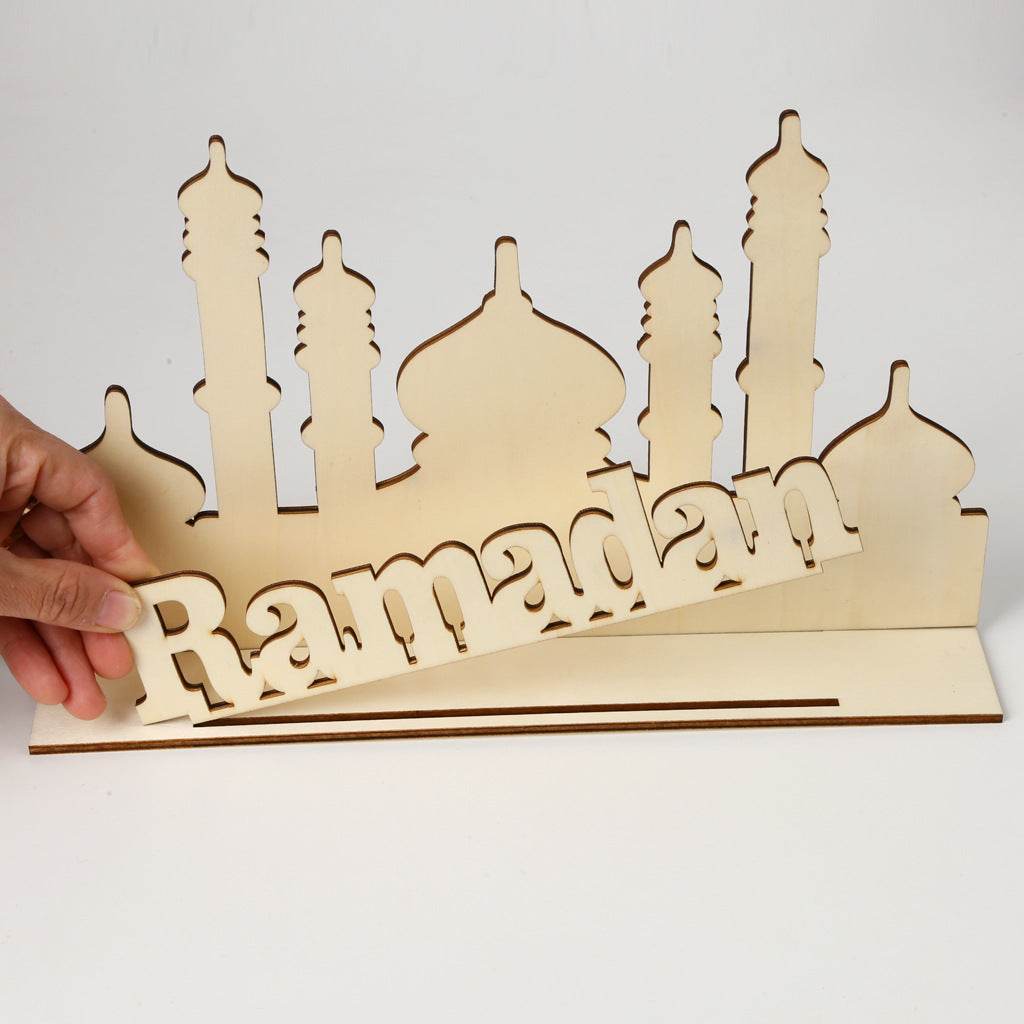 Décoration musulmane de l'Aïd al-Fitr, cadeaux artisanaux, Aïd Moubarak, ornements en bois pour le Ramadan