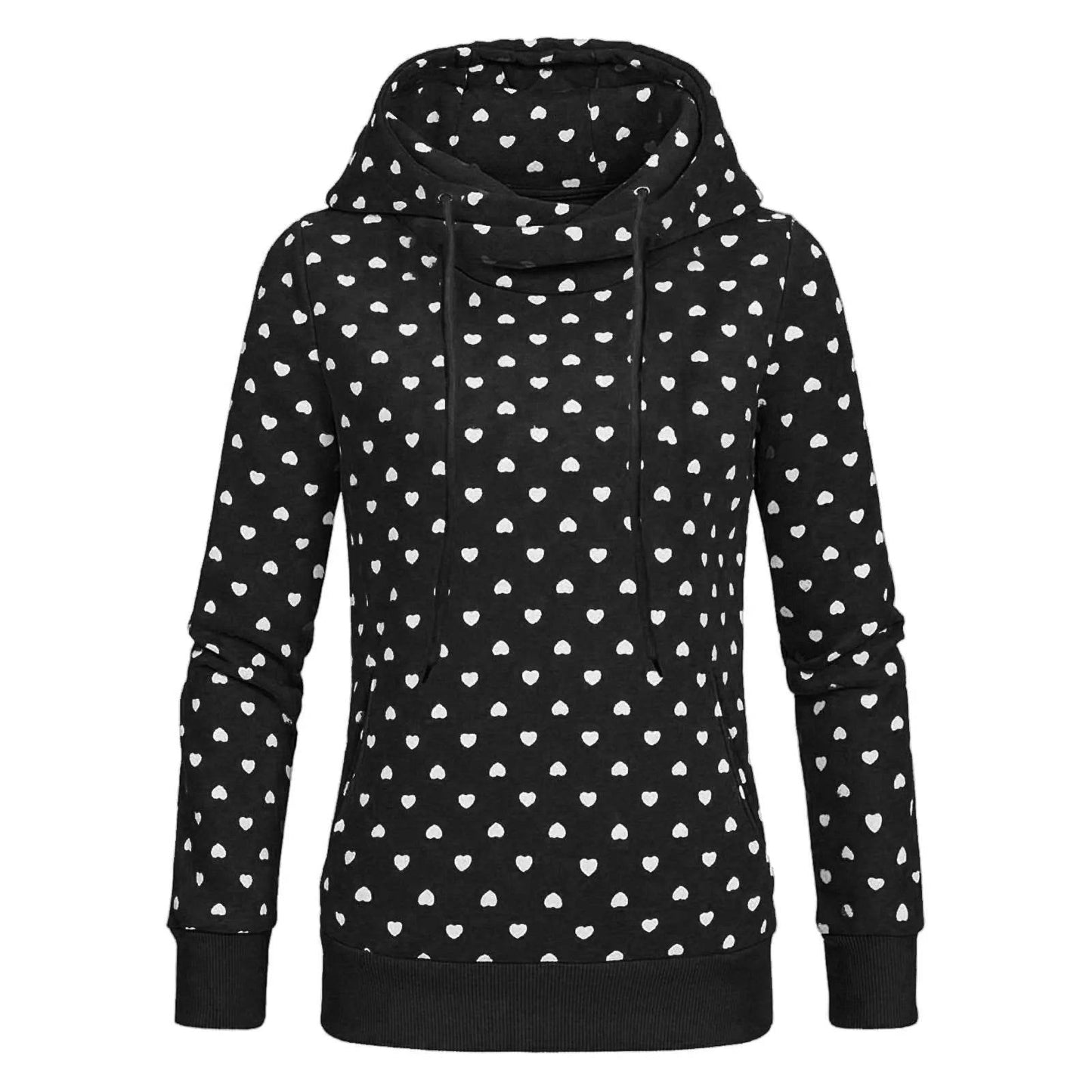 Women Printed loose hooded sweatshirt