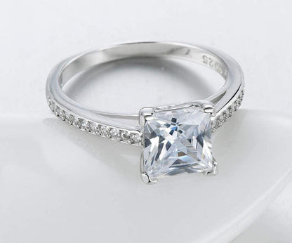 Classic Luxury Silver Plated Platinum With Diamond Ring