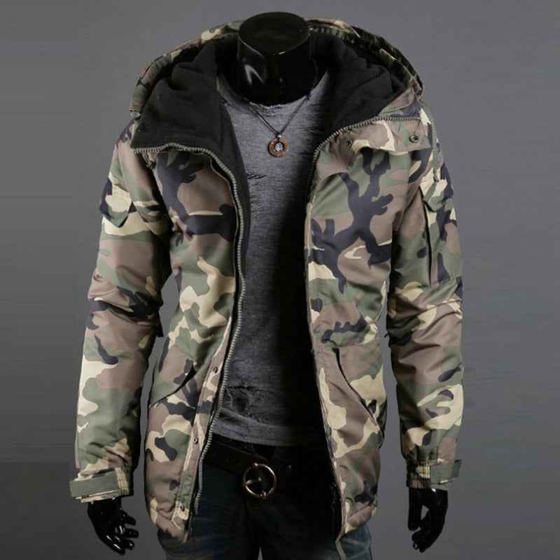 Military Camo Hoodie Jacket – Men's Lightweight British Fashion Outerwear