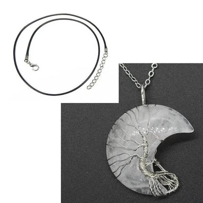 Natural Crystal Moon Pendant for Men and Women