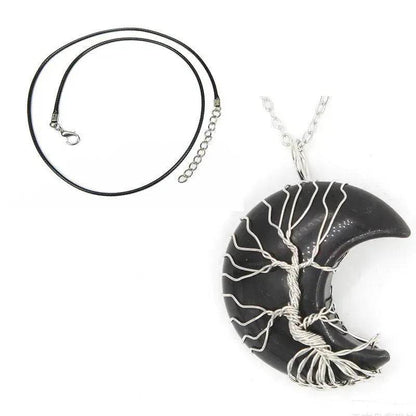 Natural Crystal Moon Pendant for Men and Women