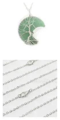 Natural Crystal Moon Pendant for Men and Women