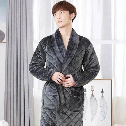 Pyjama d'hiver pour hommes, long pyjama d'hiver épaissi, pyjama d'hiver en velours.