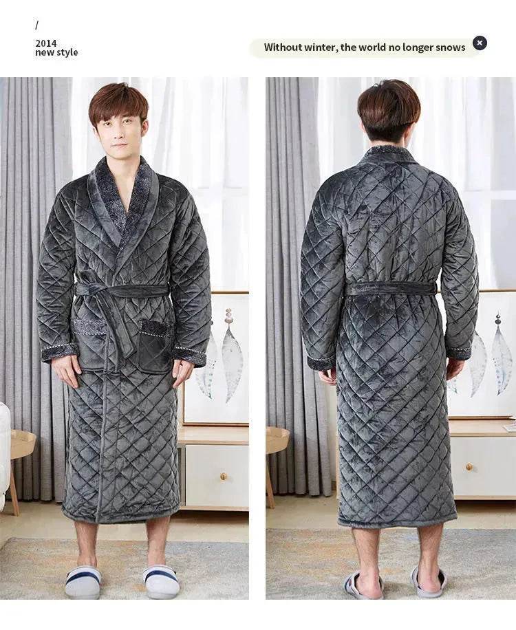 Pyjama d'hiver pour hommes, long pyjama d'hiver épaissi, pyjama d'hiver en velours.
