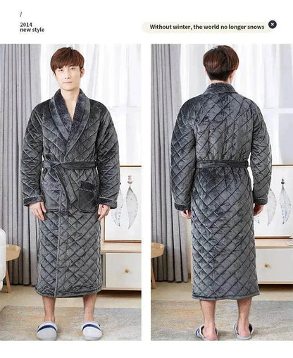 Pyjama d'hiver pour hommes, long pyjama d'hiver épaissi, pyjama d'hiver en velours.