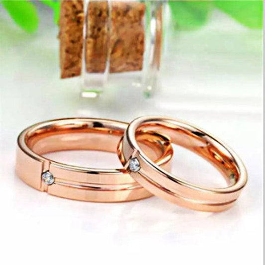 Bague en acier au tungstène or zircon fendu