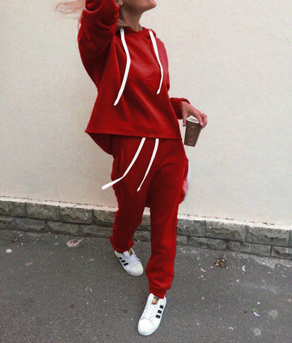2pcs unisex Drawstring Hoodie Sport suit Athleisure wear