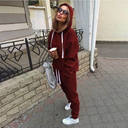 2pcs unisex Drawstring Hoodie Sport suit Athleisure wear
