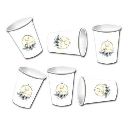 Eid Mubarak Festival Paper Cup Paper Plate Sticker Surrounding Party Supplies