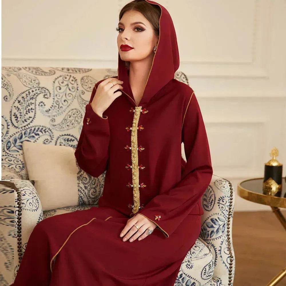 Hand-sewn Diamond Hooded Robe Middle East Dubai Turkey  Kurtas and Kurtis