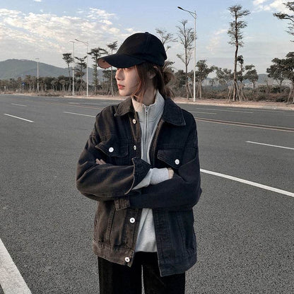 Casual Unisex Oversized loose Washed Denim Jacket
