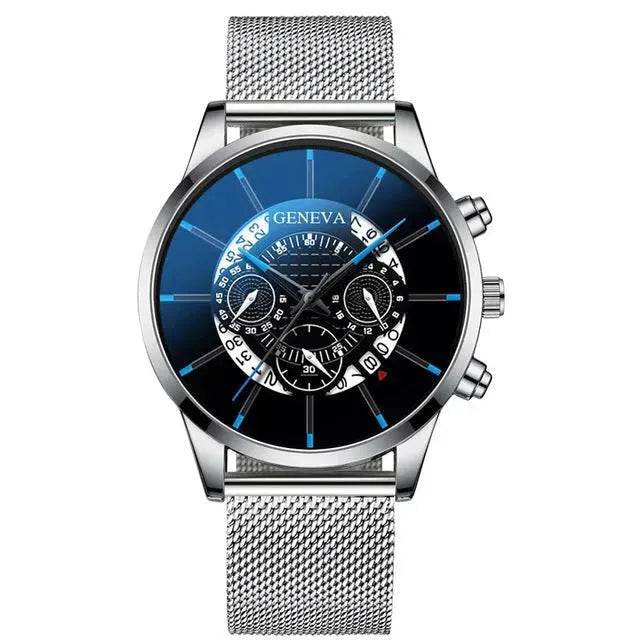 Montre calendrier en maille alliage