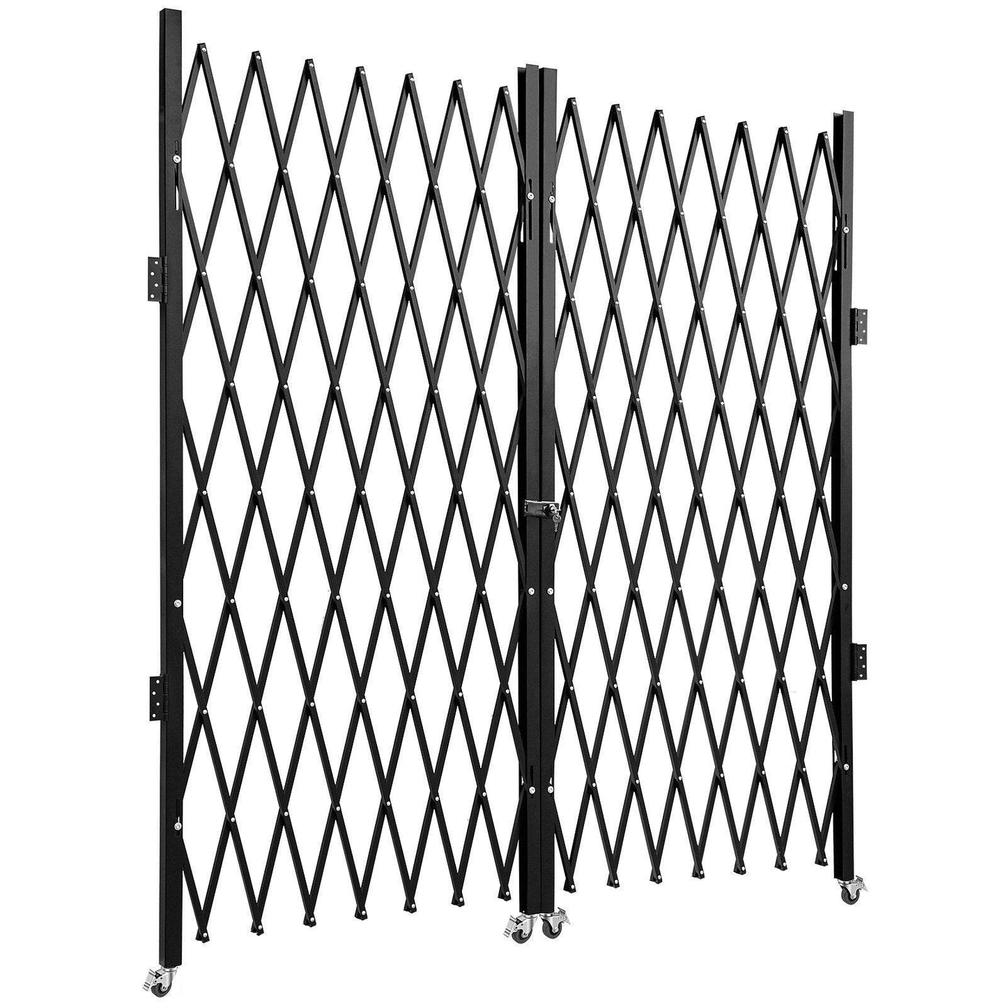 Double Folding Security Gate, 5.1 H X 10.2 W Folding Door Gate, Steel Accordion Security Gate, Flexible Expanding Security Gate, 360 Rolling Barricade Gate, Scissor Gate Or Door With Keys