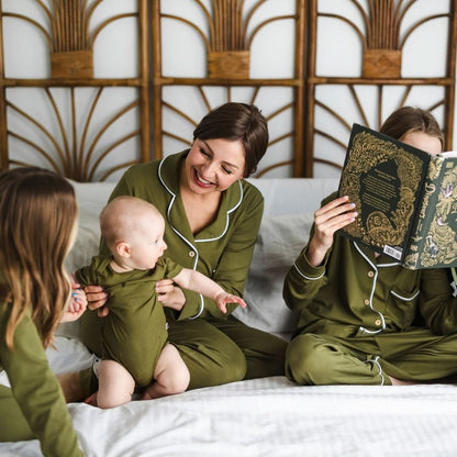 Ladies’ Bamboo Long Sleeve Button-Up Lounge Set | Olive