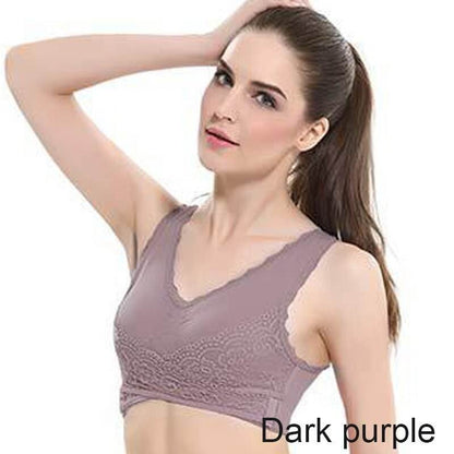 Front Cross Side Buckle Lace Side Non-Wire Sports Fitness Bra women