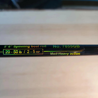 🍁Emery Spartan Gold 5'6" Spinning Boat Rod 20-50lb 2-5oz Lures