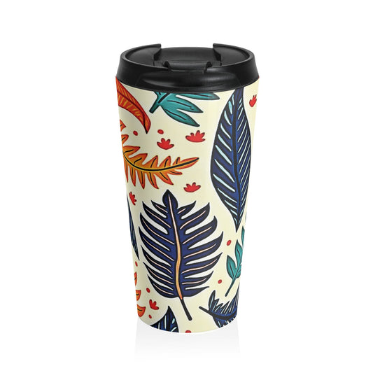 Mug de voyage Feuilles Tropicales Colorées | Gobelet Isotherme en Acier Inoxydable