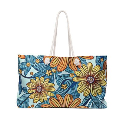 Sac de voyage vintage jaune à fleurs | Sac à langer, de voyage et de sport