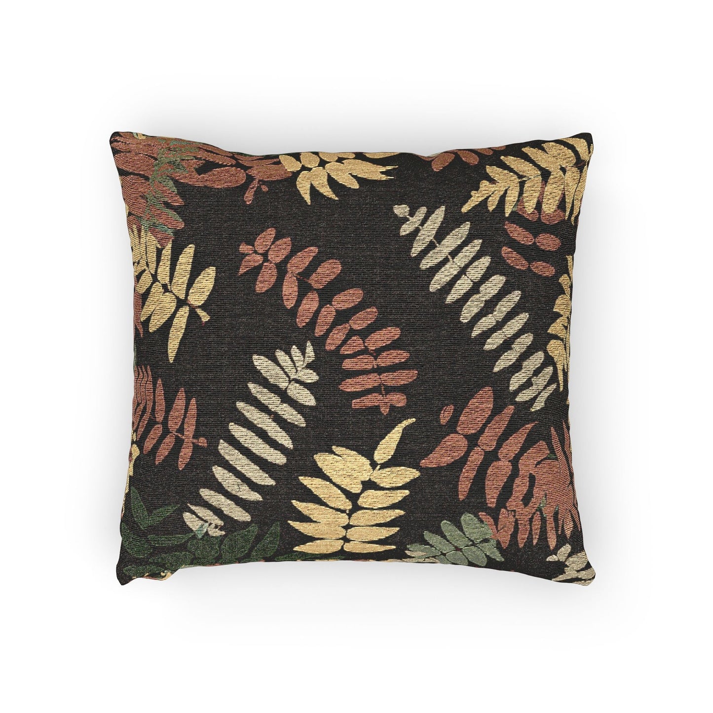 Fern Leaf Pattern Woven Pillow, Retro Botanical Throw Pillow | Earth Tone Leaves