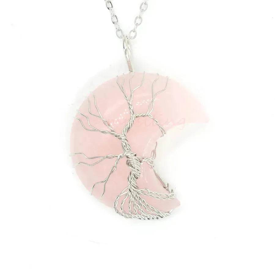Natural Crystal Moon Pendant for Men and Women