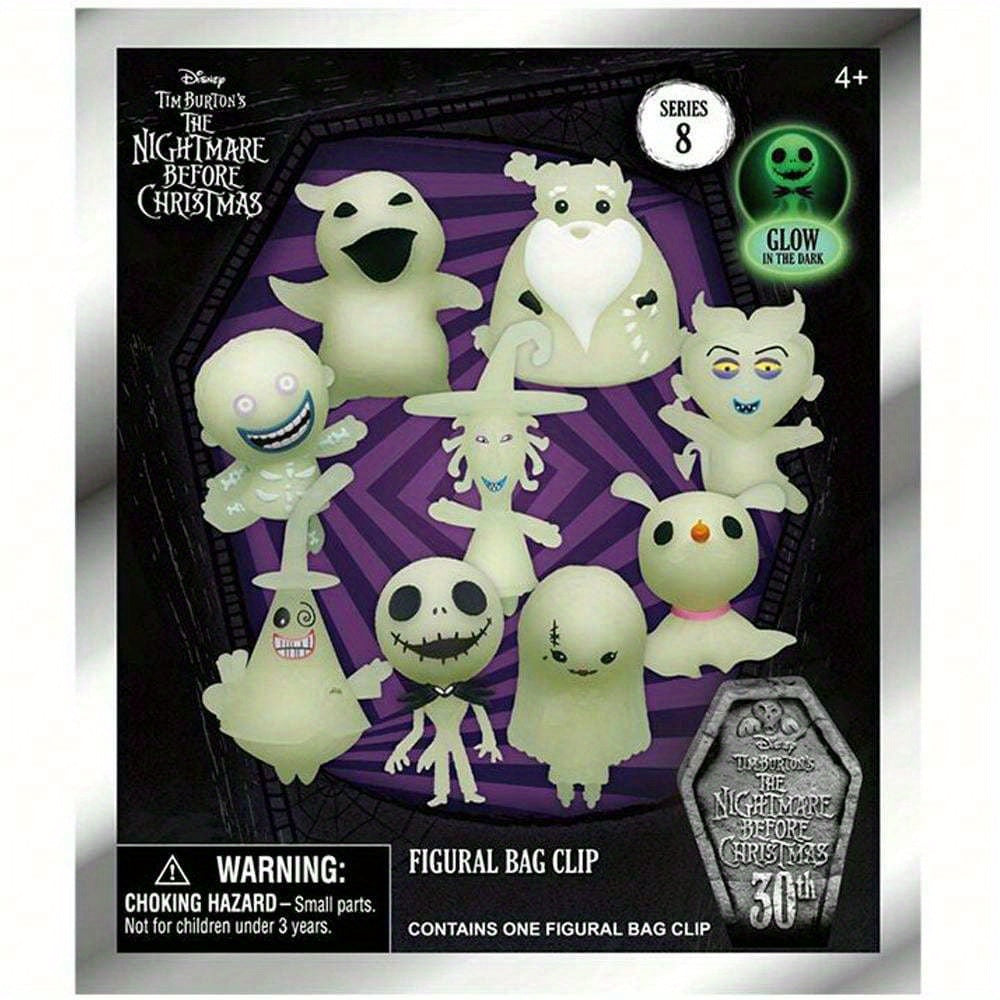 Disney The Nightmare Before Christmas Series 8 Collectible Figural Bag Clip - Glow in the Dark PVC Keychain, Blind Mystery Box - Ideal for Christmas & Halloween Decorations