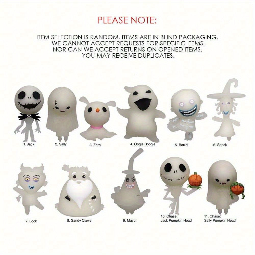 Disney The Nightmare Before Christmas Series 8 Collectible Figural Bag Clip - Glow in the Dark PVC Keychain, Blind Mystery Box - Ideal for Christmas & Halloween Decorations