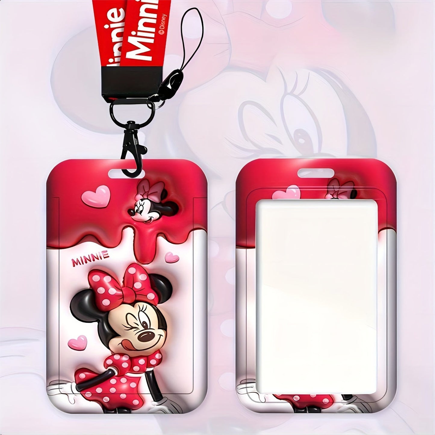 Disney Mickey Mouse 3D Lanyard ID Holder - Durable PVC, Anti-Lost Neck Bag with Protective Case - Adorable Cartoon Design for Men