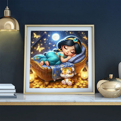 [Disney Authorized ] 1pc Aladdin's Divine Lamp 5D Diamond Painting Set, Diamond Art Round Drill DIY for Adult Wall Decoration 11.8 * 11.8 Inches (30 * 30cm)