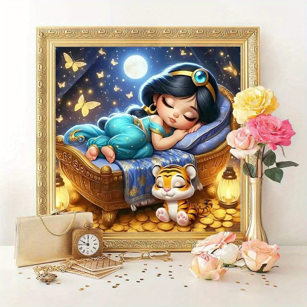 [Disney Authorized ] 1pc Aladdin's Divine Lamp 5D Diamond Painting Set, Diamond Art Round Drill DIY for Adult Wall Decoration 11.8 * 11.8 Inches (30 * 30cm)