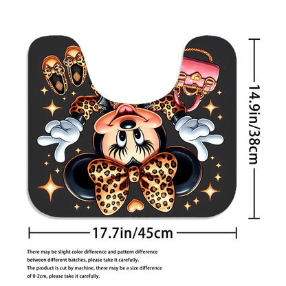 Disney Minnie Mouse Family Bathroom Set: Includes 12 Free Hooks, Shower Curtain, Rug, Toilet Seat Cover, and U-Shaped Mat - Complete Bathroom Accessories Kit for Modern Decor