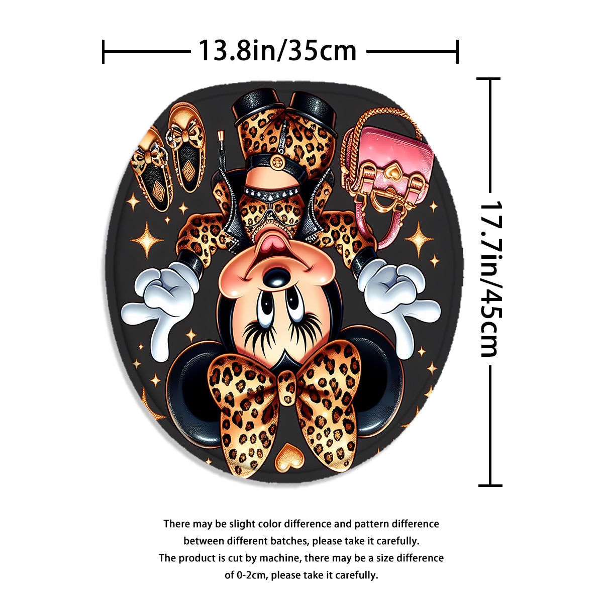 Disney Minnie Mouse Family Bathroom Set: Includes 12 Free Hooks, Shower Curtain, Rug, Toilet Seat Cover, and U-Shaped Mat - Complete Bathroom Accessories Kit for Modern Decor
