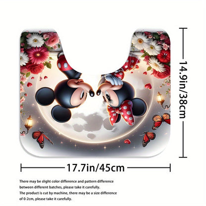 Disney Mickey Mouse Family Bathroom Set - Complete Set Includes 1/4 Pcs Shower Curtain, 12 Hooks, Non-Slip Mat, Toilet Seat Cover, And U-Shaped Cushion - Perfect for Modern Decorating
