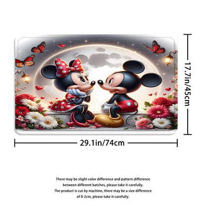 Disney Mickey Mouse Family Bathroom Set - Complete Set Includes 1/4 Pcs Shower Curtain, 12 Hooks, Non-Slip Mat, Toilet Seat Cover, And U-Shaped Cushion - Perfect for Modern Decorating
