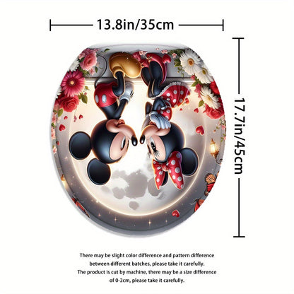 Disney Mickey Mouse Family Bathroom Set - Complete Set Includes 1/4 Pcs Shower Curtain, 12 Hooks, Non-Slip Mat, Toilet Seat Cover, And U-Shaped Cushion - Perfect for Modern Decorating