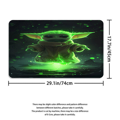 4Pcs/1set Disney Star Wars Baby Yoda The Mandalorian Shower Curtain Set - 12 Hook Waterproof Shower Curtain With Anti-Slip Rug Toilet Seat Cover Mat And U-Shaped Mat - Complete Bathroom Accessories Kit For Modern Decor