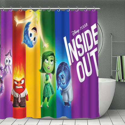 4pcs/1set Disney Brainstorming Team Shower Curtain Set -4-piece Set With 12 Hooks, Waterproof And Non Slip Bath Mat, Toilet Lid, And U-shaped Carpet - Fashionable Bathroom Decoration Set